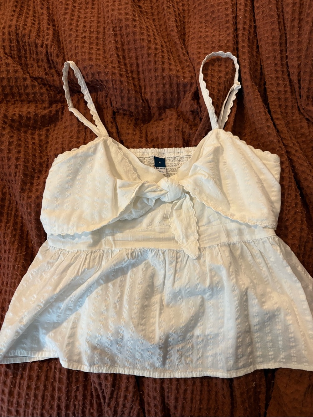 Old Navy White Eyelet Tie-Front Cami